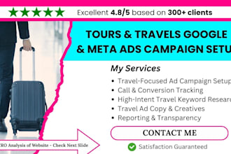 create tours and travels google ads and facebook ads, tours and travels leads