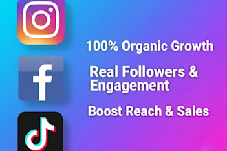 do organic instagram growth, facebook page management and tiktok promotion
