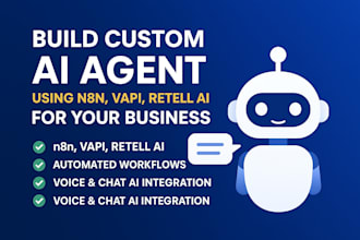 build custom ai agent using n8n, vapi retell ai for your business