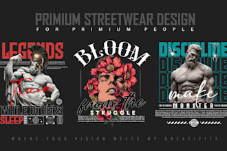 create trendy streetwear, vintage, retro,  t shirt design