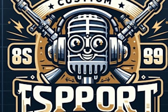 design high quality podcast mascot logo with t shirt design