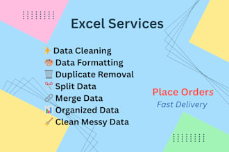 do excel data cleaning, formatting, merge or split CSV files