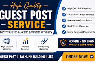 do premium guest post high da guest post backlink SEO published article service