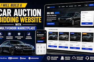 build car auction website with live bidding and multivendor marketplace