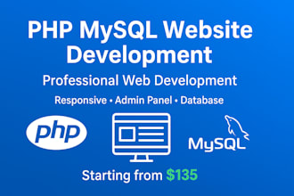 develop a complete responsive PHP mysql website with admin panel