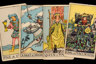 do custom tarot card illustrations, zodiac, oracle, vintage, dark art