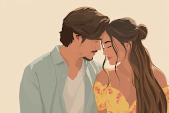 draw cartoon disney couple portrait