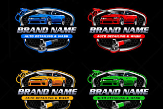 design auto detailing automotive car dealership, mobile detailing logo