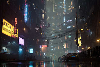 illustrate futuristic skyline and city scenes