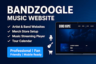 build custom bandzoogle music website for artist producer band record label site