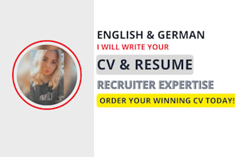 create german or english ats optimized resume, CV and cover letter