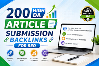 200 high da article submission backlinks for SEO