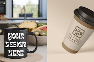 reate a custom coffee mug design, coffee cup design and cup design for you