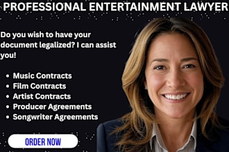 be your entertainment lawyer to draft music film contracts