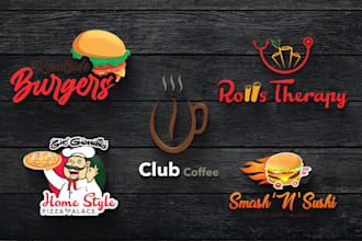 do food, restaurant, bar, BBQ, pizza and coffee shop logo design