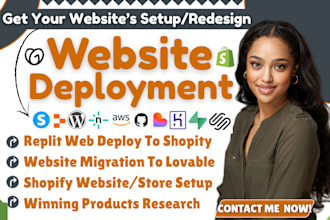 migrate vercel website to shopify, replit to netlify, design shopify store