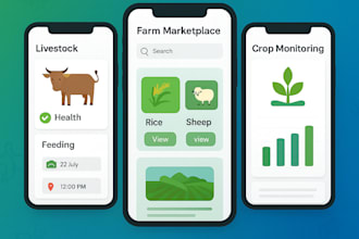 develop livestock app, farming management app, and agriculture marketplace
