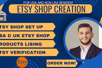 create unsuspended etsy seller account with etsy setup and products listing