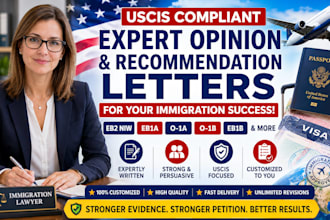 write expert opinion letter for eb2 niw, eb1a, o1 visa