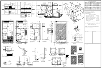 draft autocad 2d architectural floor plan drawing, elevation