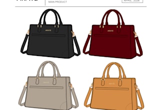 design bag tech pack, handbag bag tech pack, tote bag, flat sketch