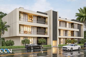 design 3d rendering architectural exterior visualization of house and commercial