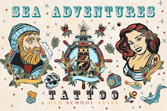 design custom tattoo logo with vector illustration