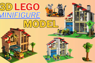 design custom 3d lego model lego minifigure lego character lego toy lego house