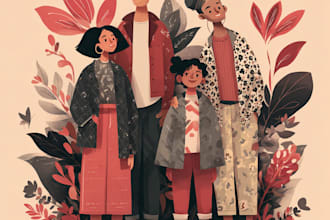 design cool family portrait, and friendship portrait