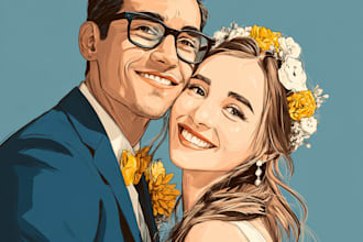 draw a couple portrait wedding portrait illustration