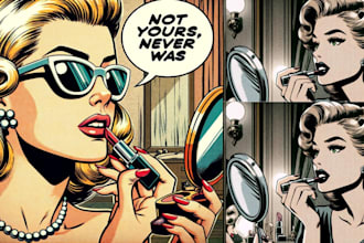 l draw retro comic art , pop art, vintage poster, t shirt or horror illustration