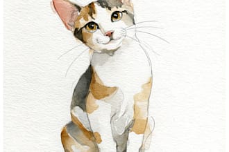 draw cute minimalist watercolor pet portrait