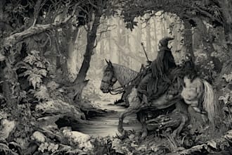 draw dark art illustration with engraving style