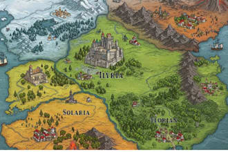 create rpg map, fantasy map, dnd map, animated map, low poly vector tabletop map