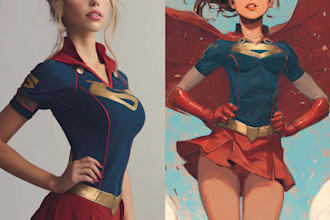 draw cartoon character superhero etc from your photos