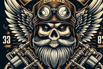 design high quality vintage biker logo with t shirt design