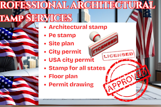 california and wisconsin architectural stamp, pe stamp, mep for USA city permit