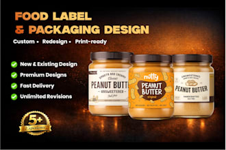 do coffee, tea, rice,milk,peanut butter packaging label design