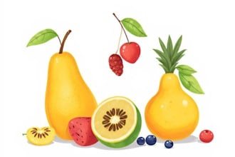 draw food, drink, fruit, vegetables illustration