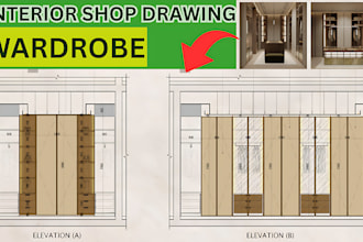 draft millwork shop drawings and cabinetry cad details for kitchen and furniture