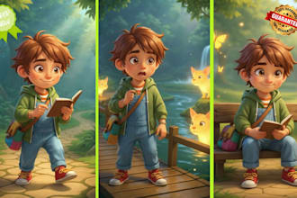 do children storybook illustration consistent character storybook