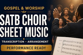 transcribe gospel and worship music into satb choir sheet music and arrangements