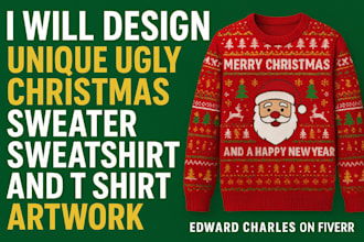 create custom ugly christmas sweater, santa claus sweatshirt and holiday t shirt