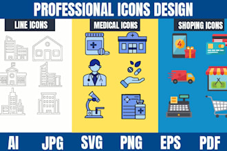 create a professional shopping medical unique  icon sets
