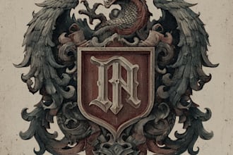make fantasy medieval monogram or badge logo