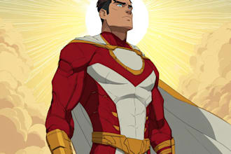 make a comic book superhero illustration