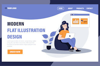design a 2d flat illustration for your website