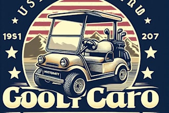 design high quality golf cart mascot logo with t shirt design