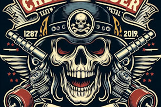 design high quality skull ghost rider logo with t shirt design