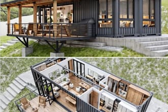 tiny house and container home design, 3d modeling, 2d plans and permit drawings